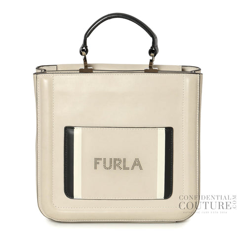Beige Leather Reale North South Convertible Tote