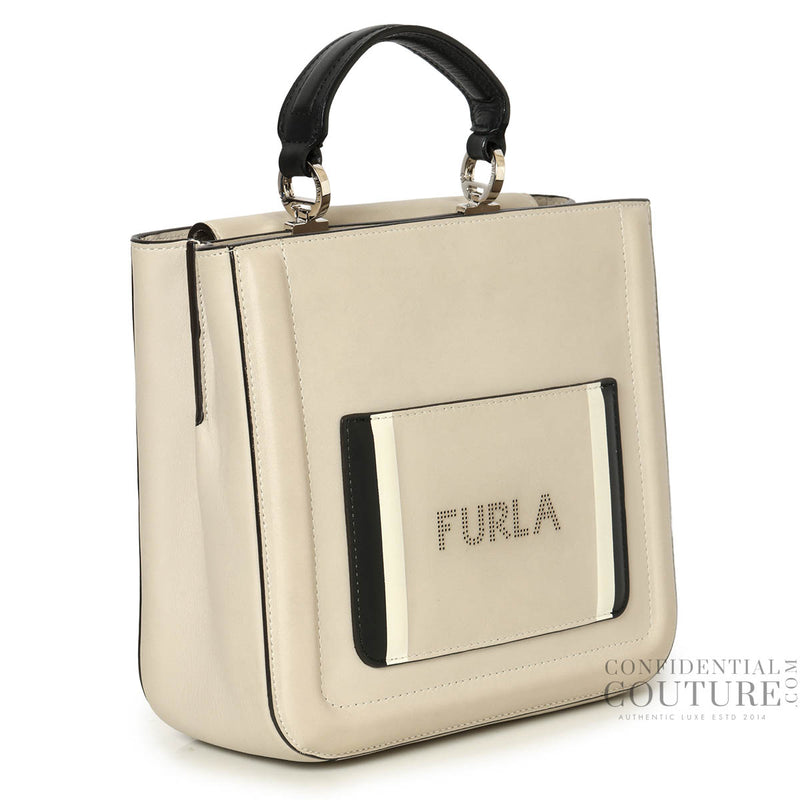 Beige Leather Reale North South Convertible Tote
