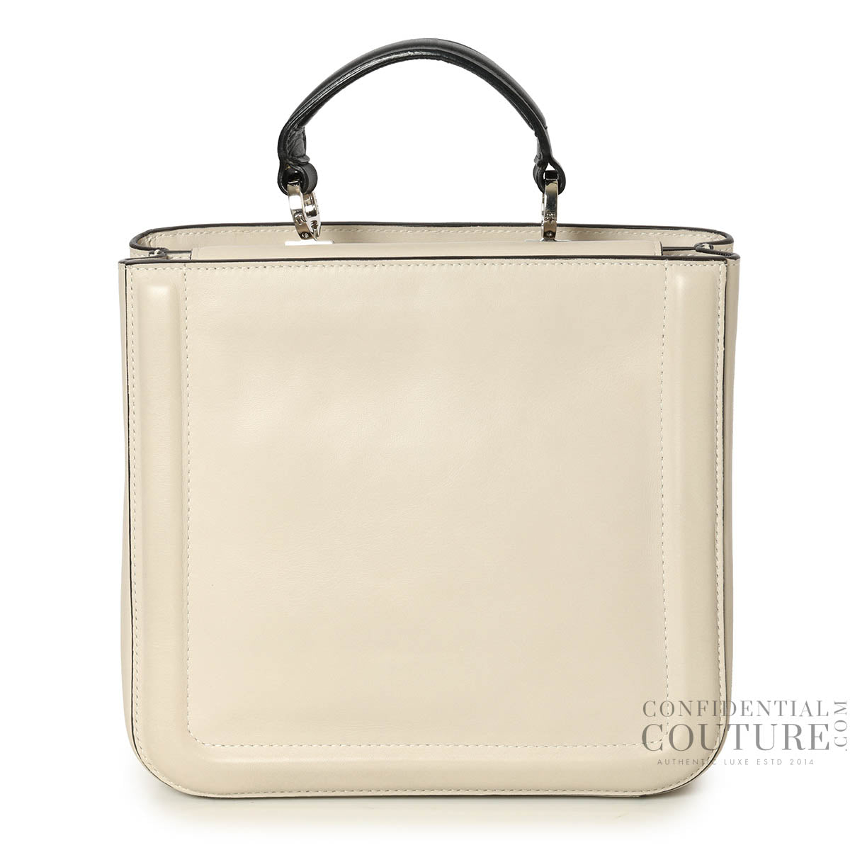 Beige Leather Reale North South Convertible Tote