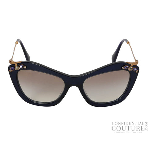Black SMU 03P Embellished Cat Eye Sunglasses