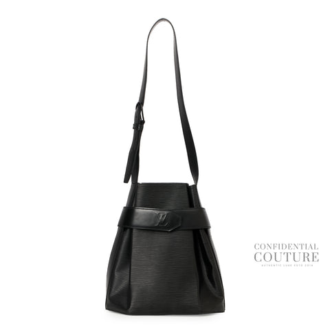 Black Epi Leather Sac D'epaule PM Bag