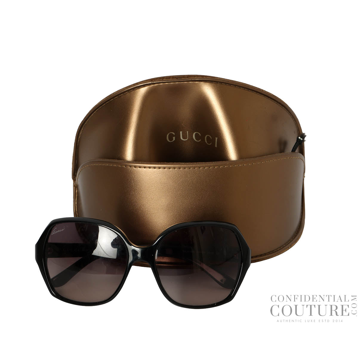 Black Frame Gradient Tint Vintage Web GG Oversize Sunglasses-3538/S