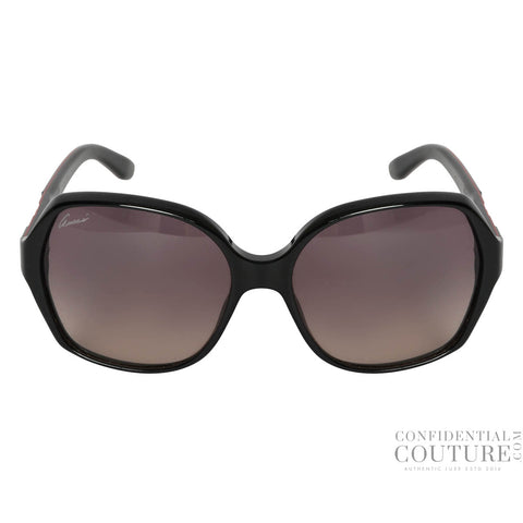 Black Frame Gradient Tint Vintage Web GG Oversize Sunglasses-3538/S