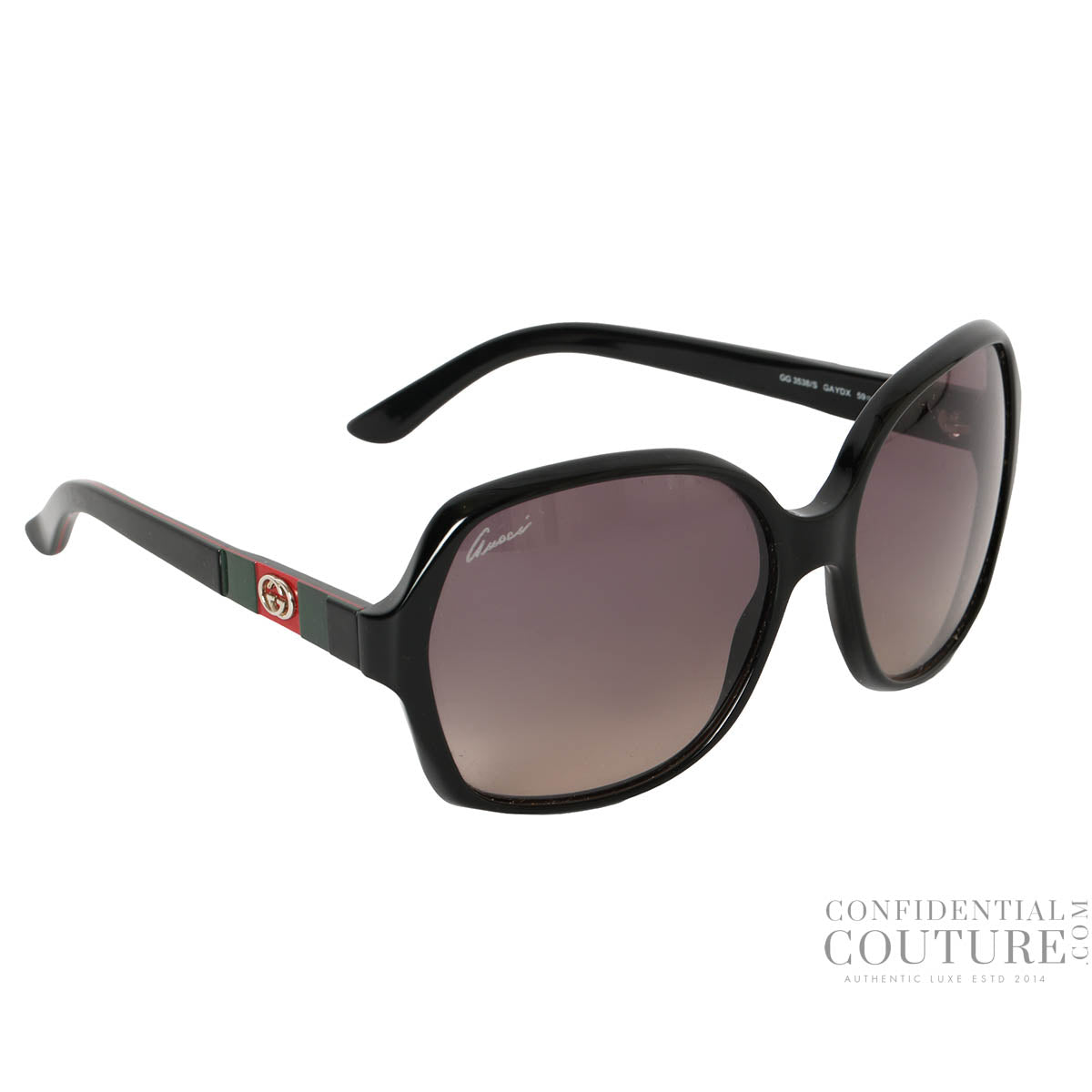 Black Frame Gradient Tint Vintage Web GG Oversize Sunglasses-3538/S