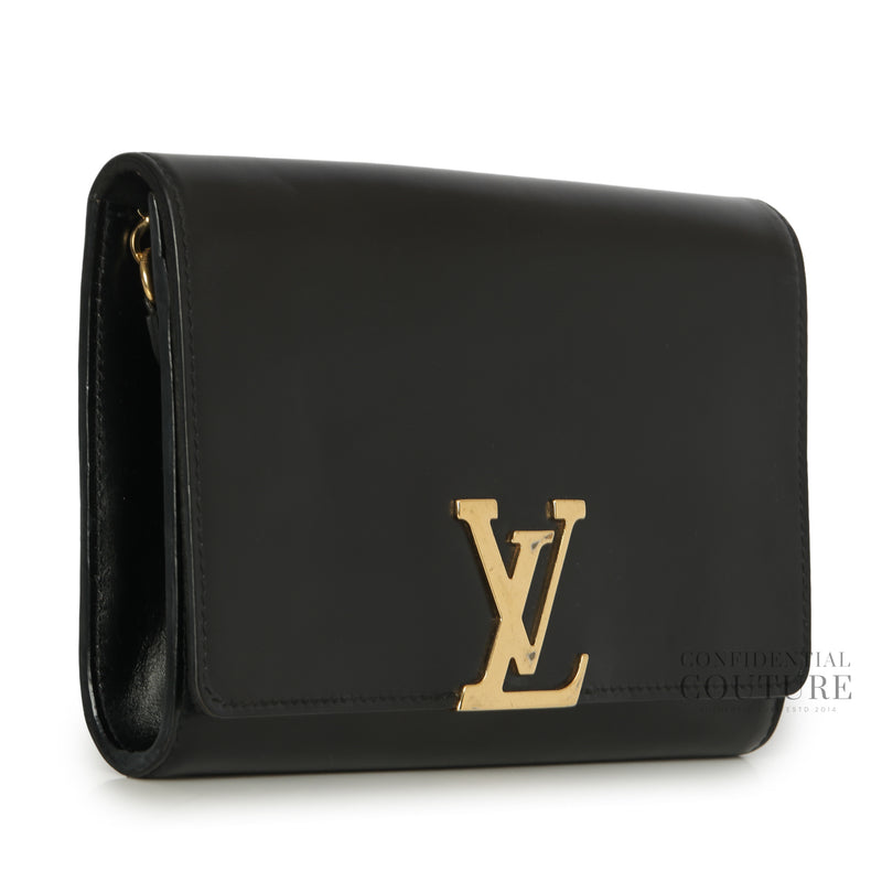 Black Calfskin Leather Chain Louise GM Bag