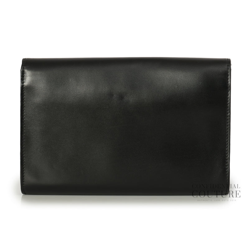 Black Calfskin Leather Chain Louise GM Bag