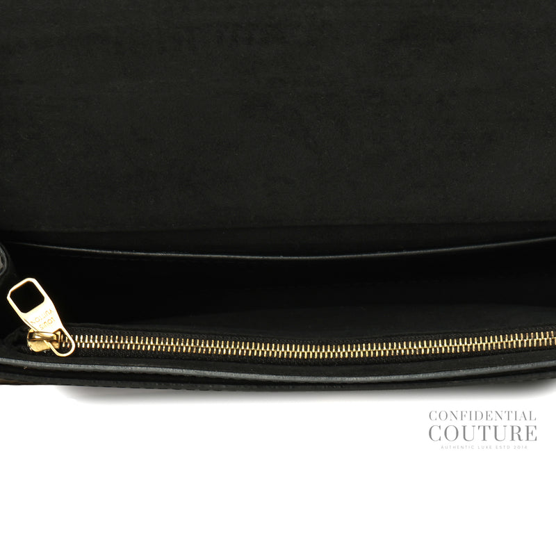 Black Calfskin Leather Chain Louise GM Bag