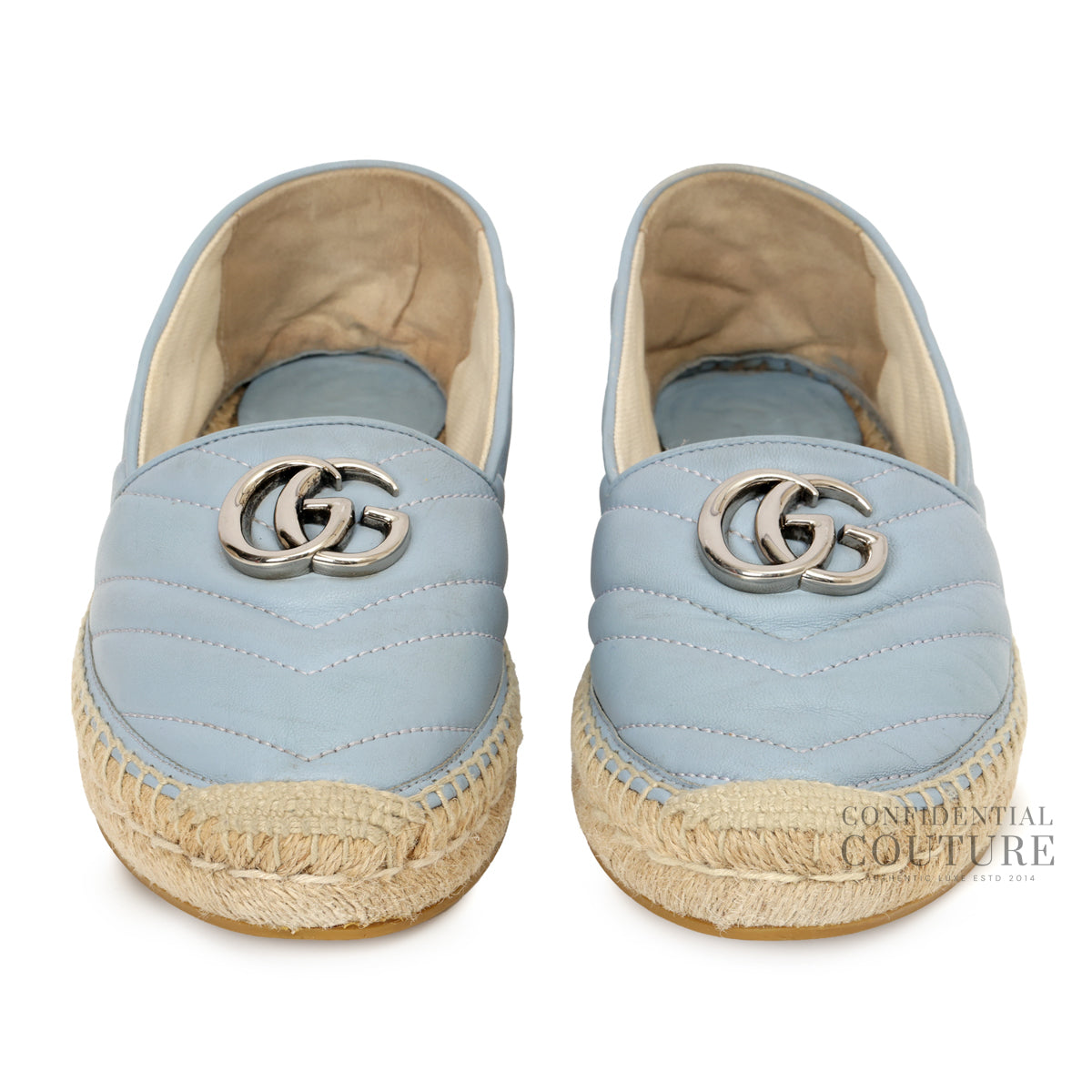 Light Blue Quilted Leather GG Marmont Espadrille EU 36 | UK 3 | US 7
