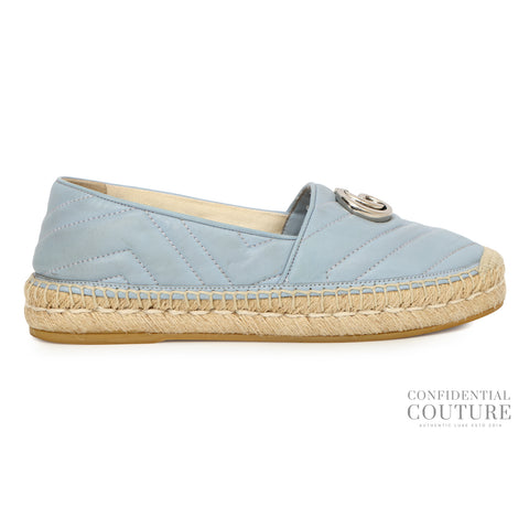 Light Blue Quilted Leather GG Marmont Espadrille EU 36 | UK 3 | US 7