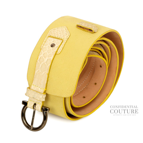 Yellow Python Trim Belt For Women | 80 cm