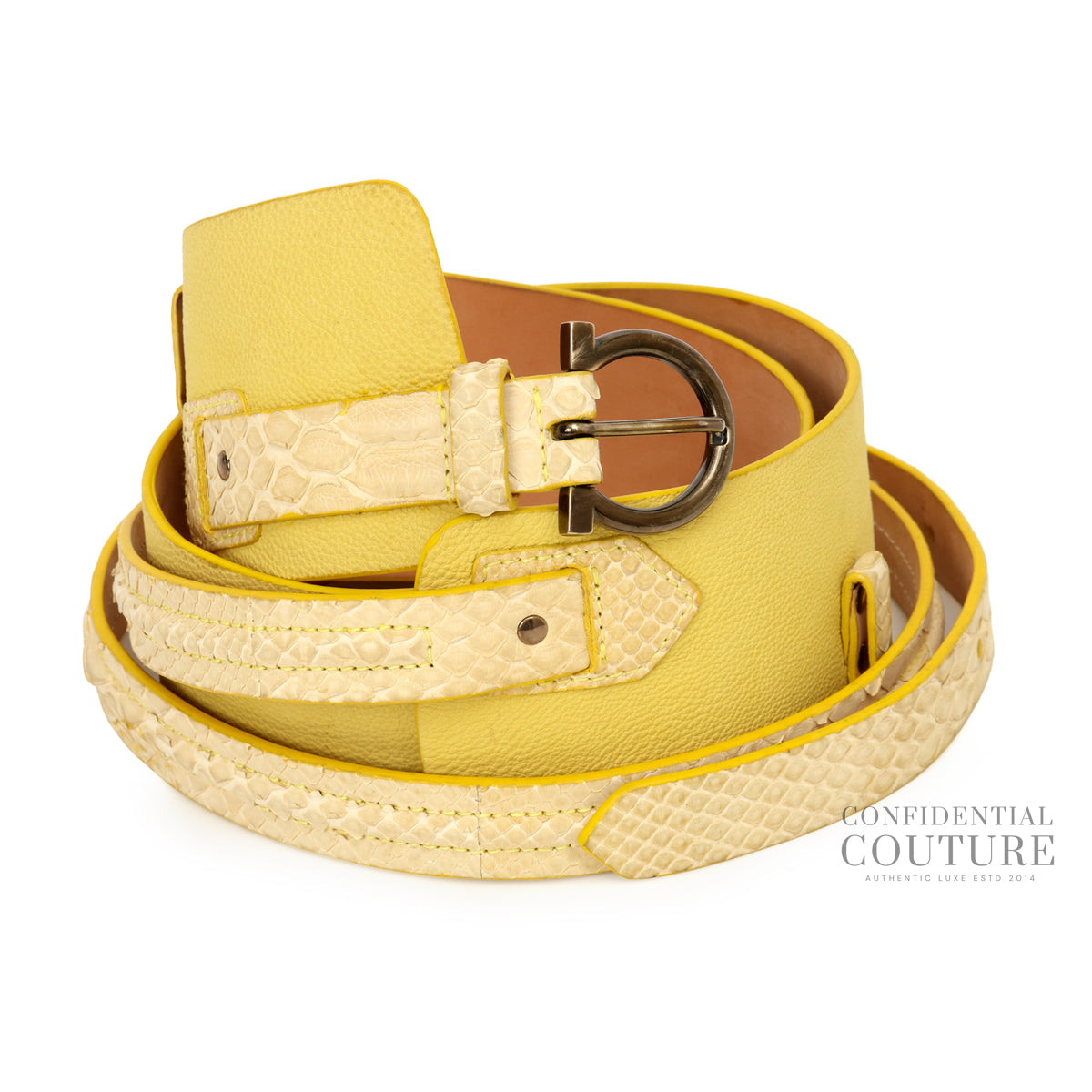 Yellow Python Trim Belt For Women | 80 cm