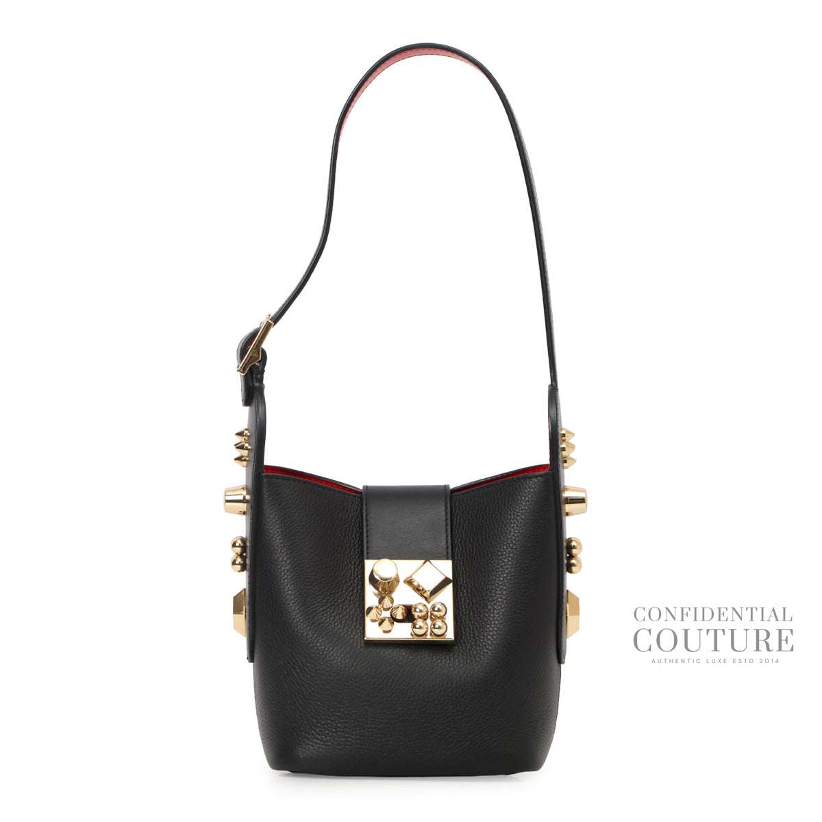 Black Pebbled Leather Carasky Empire Bucket Bag