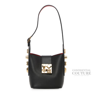 Black Pebbled Leather Carasky Empire Bucket Bag