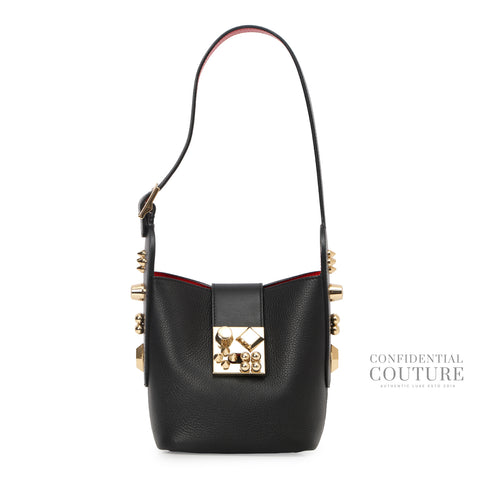 Black Pebbled Leather Carasky Empire Bucket Bag