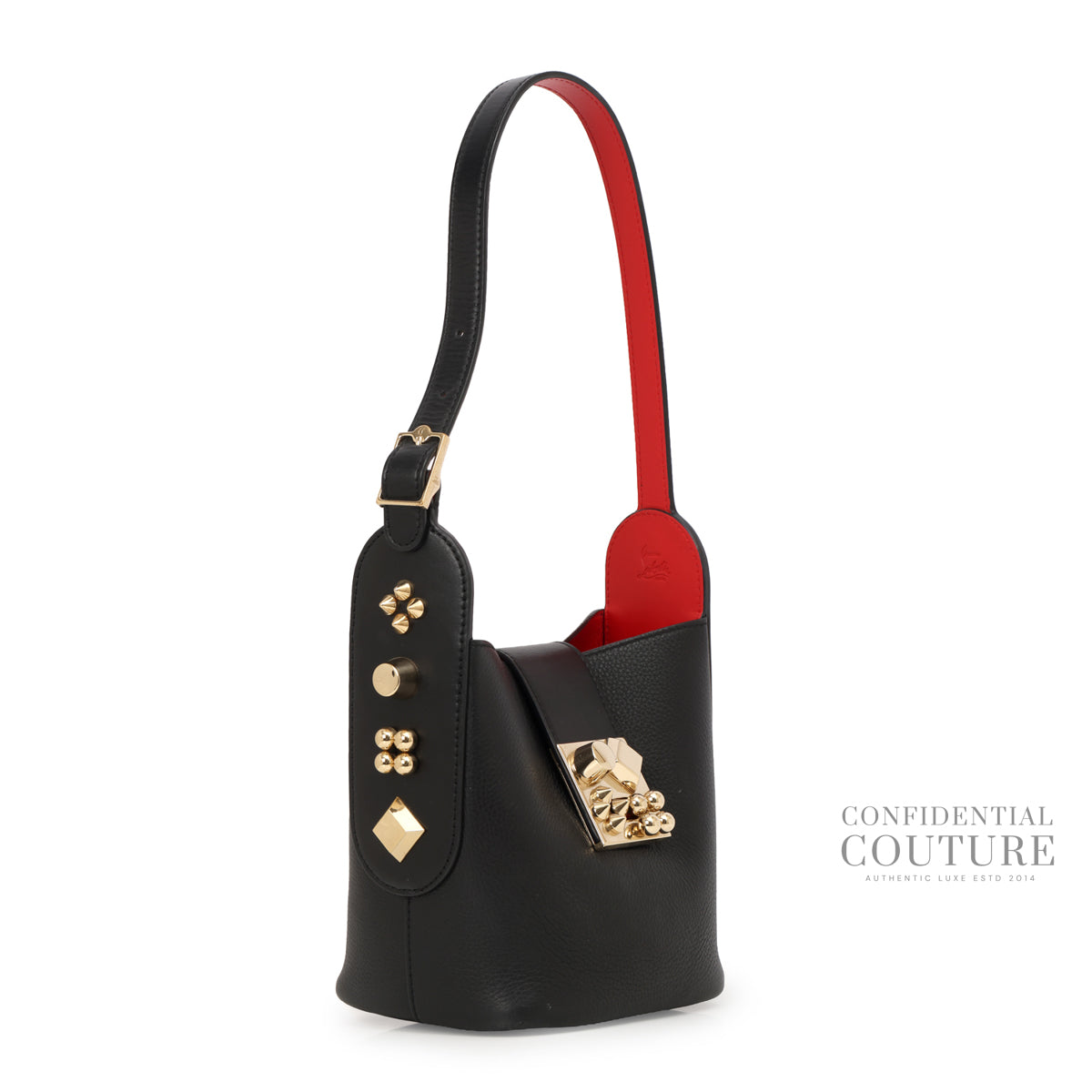 Black Pebbled Leather Carasky Empire Bucket Bag