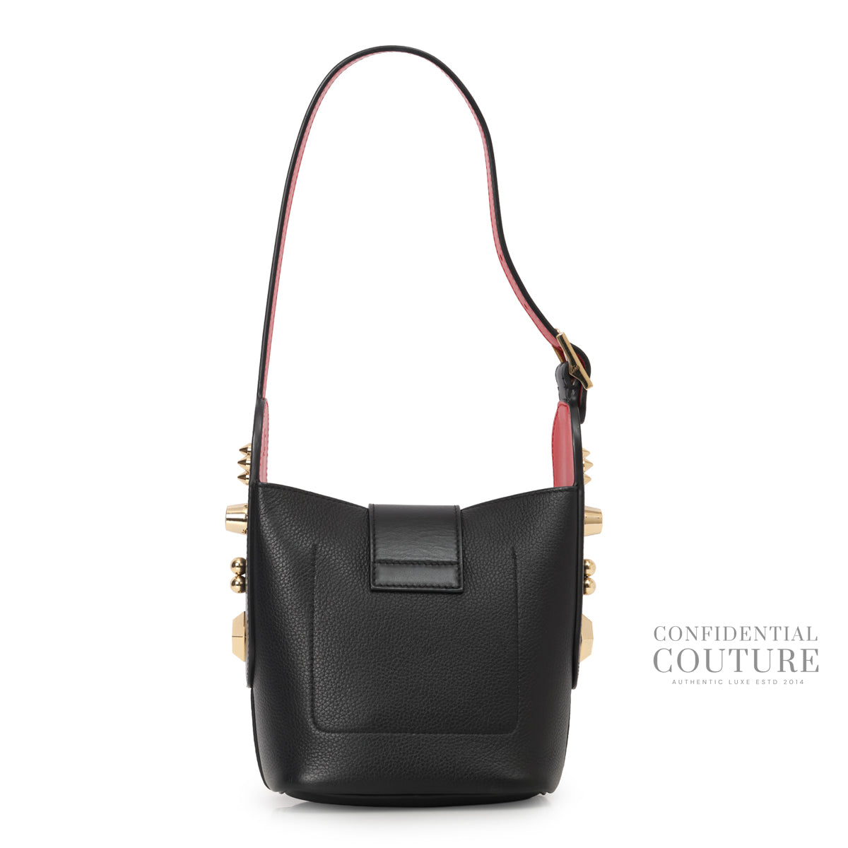 Black Pebbled Leather Carasky Empire Bucket Bag