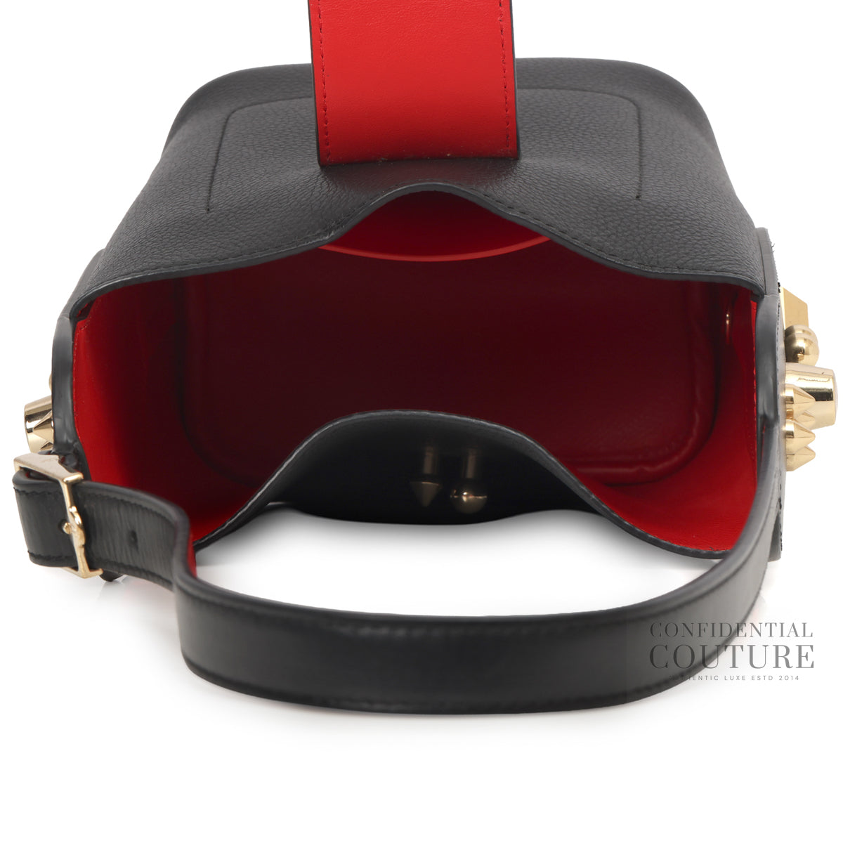 Black Pebbled Leather Carasky Empire Bucket Bag