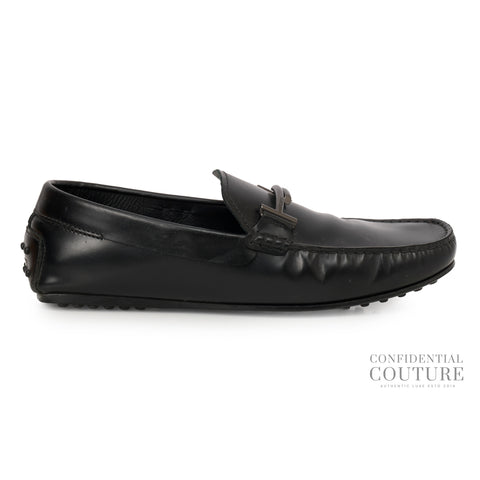 Doppia T City Men's Loafers Black Leather | UK 8