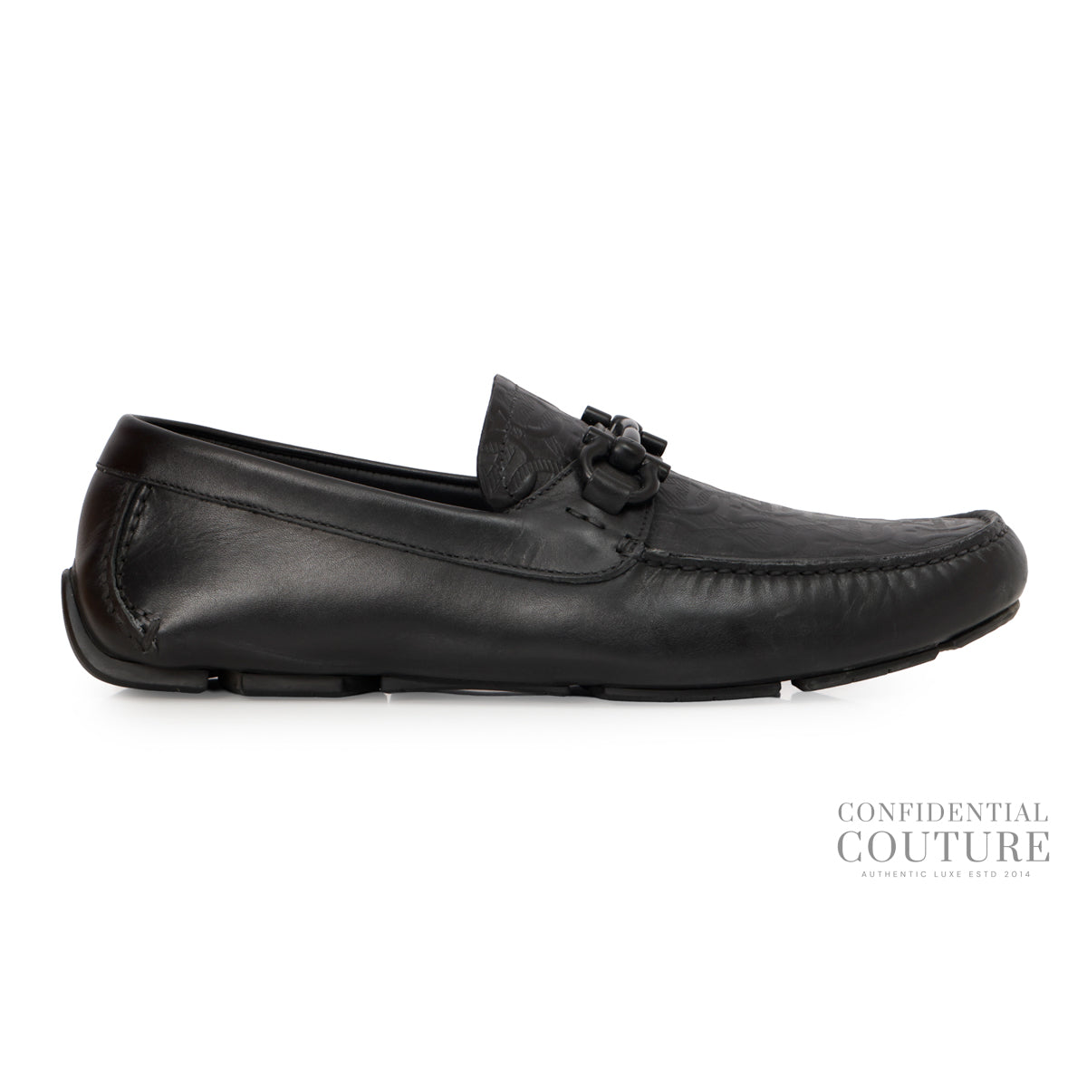 Gancini Ornament Leather Driver Loafers | UK 8 | F8.5