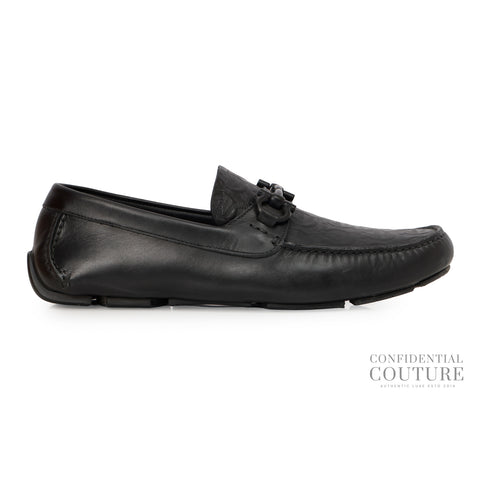 Gancini Ornament Leather Driver Loafers | UK 8 | F8.5