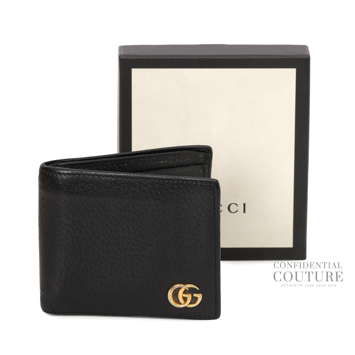 GG Marmont Black Bi-Fold Card Case Wallet