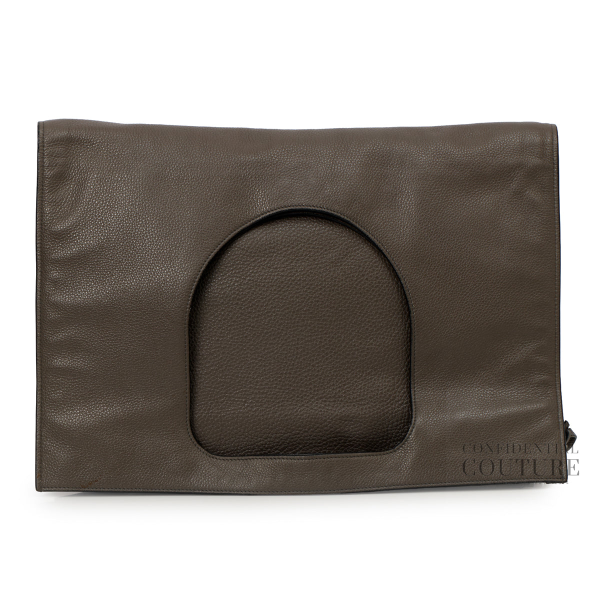 Authentic Pre-Loved — Grey Grained Leather Flat Alix Bag — Front View