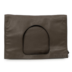 Grey Grained Leather Flat Alix Bag