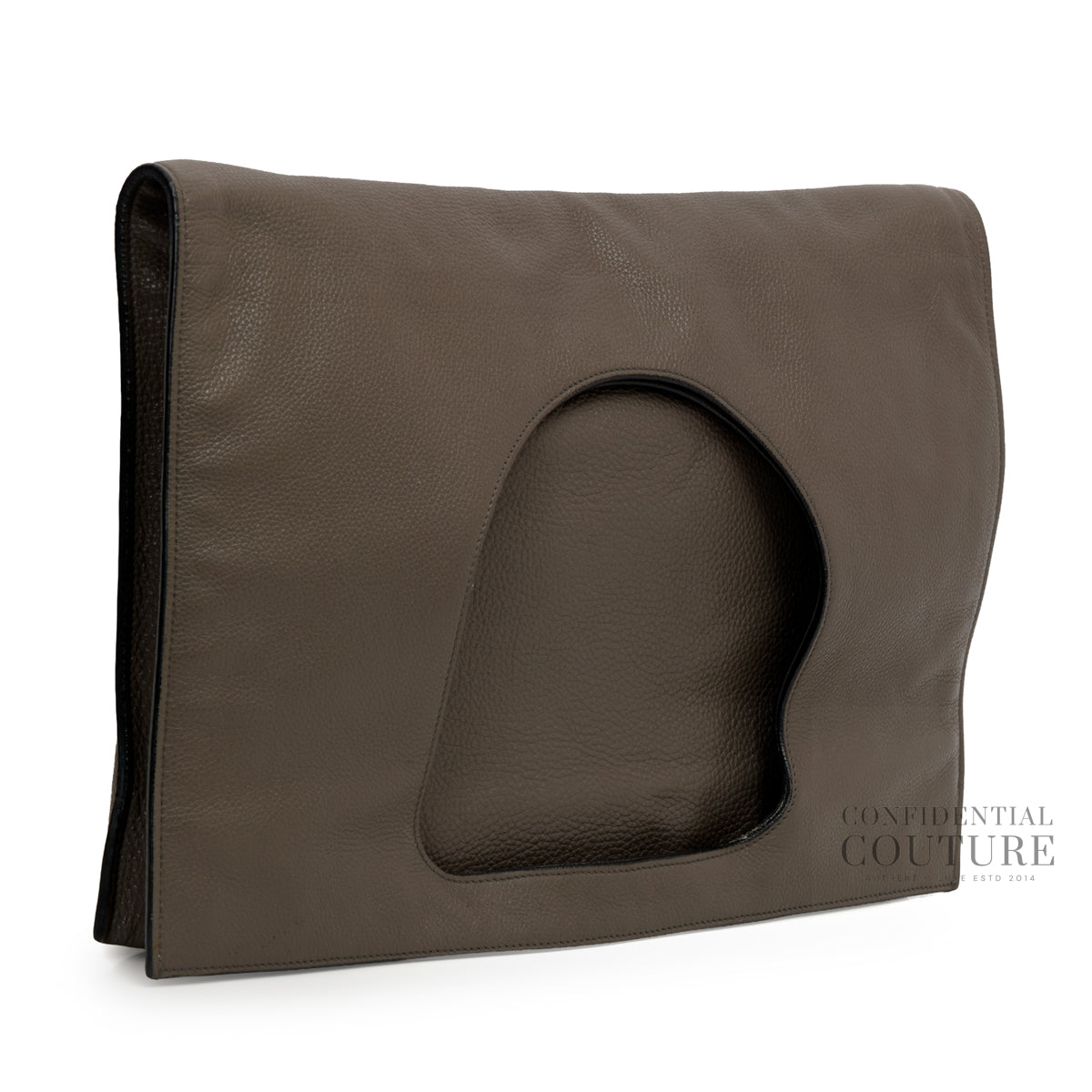 Authentic Pre-Loved — Grey Grained Leather Flat Alix Bag — Side View