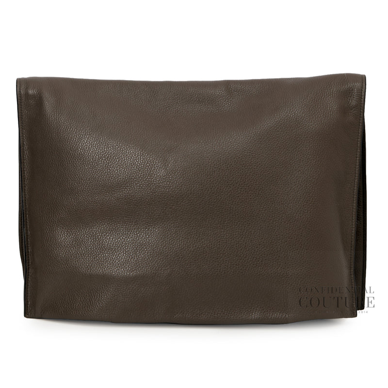 Grey Grained Leather Flat Alix Bag