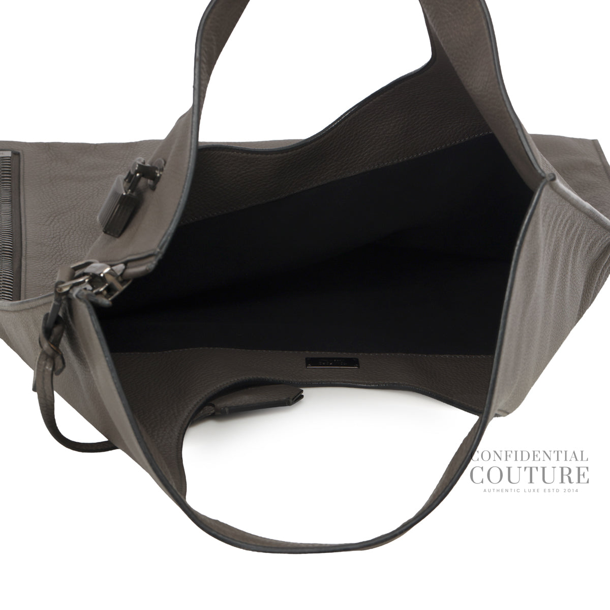 Authentic Pre-Loved — Grey Grained Leather Flat Alix Bag — View 7