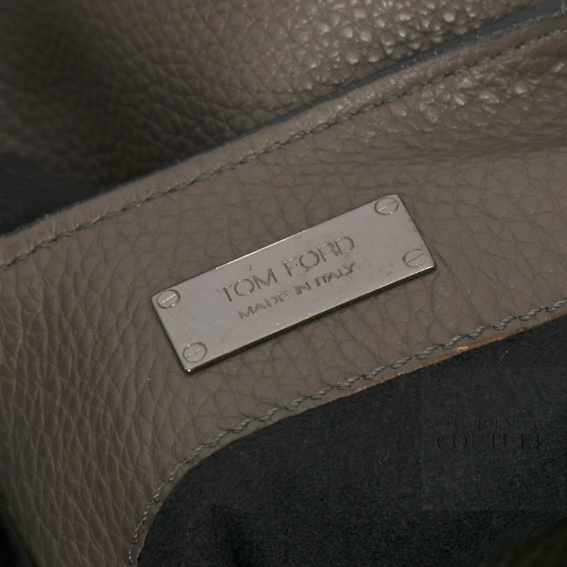 Grey Grained Leather Flat Alix Bag