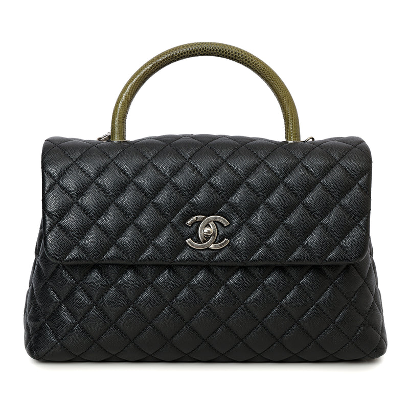 Timeless Coco Top Handle Cavair Leather Handbag