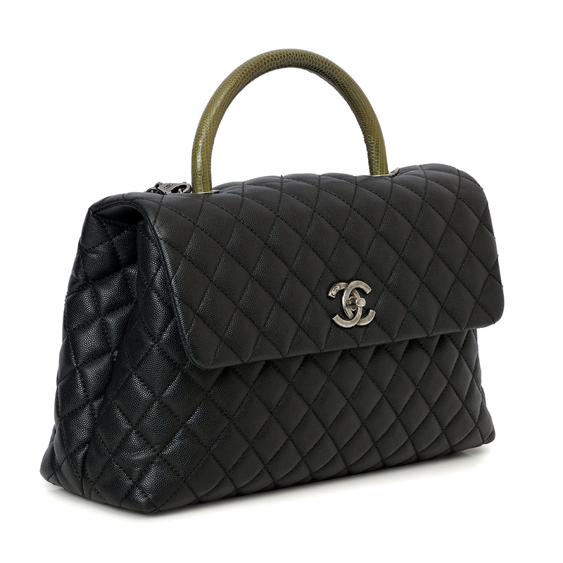 Timeless Coco Top Handle Cavair Leather Handbag