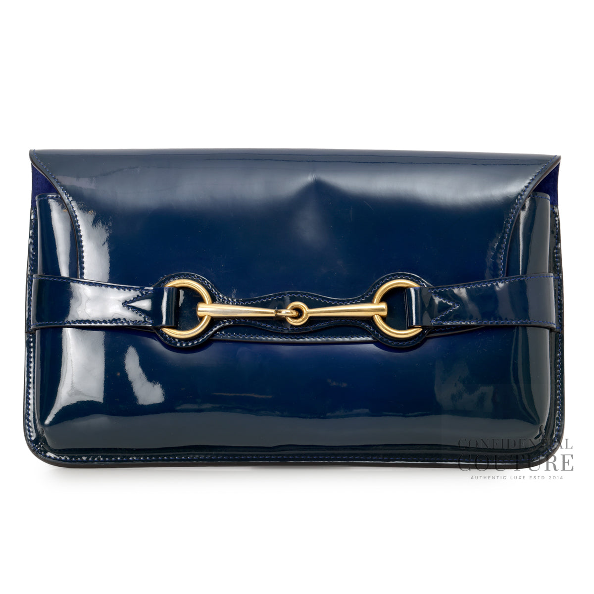 Blue Patent Leather Bright Bit Clutch Bag