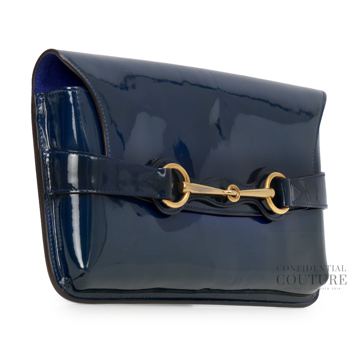 Blue Patent Leather Bright Bit Clutch Bag