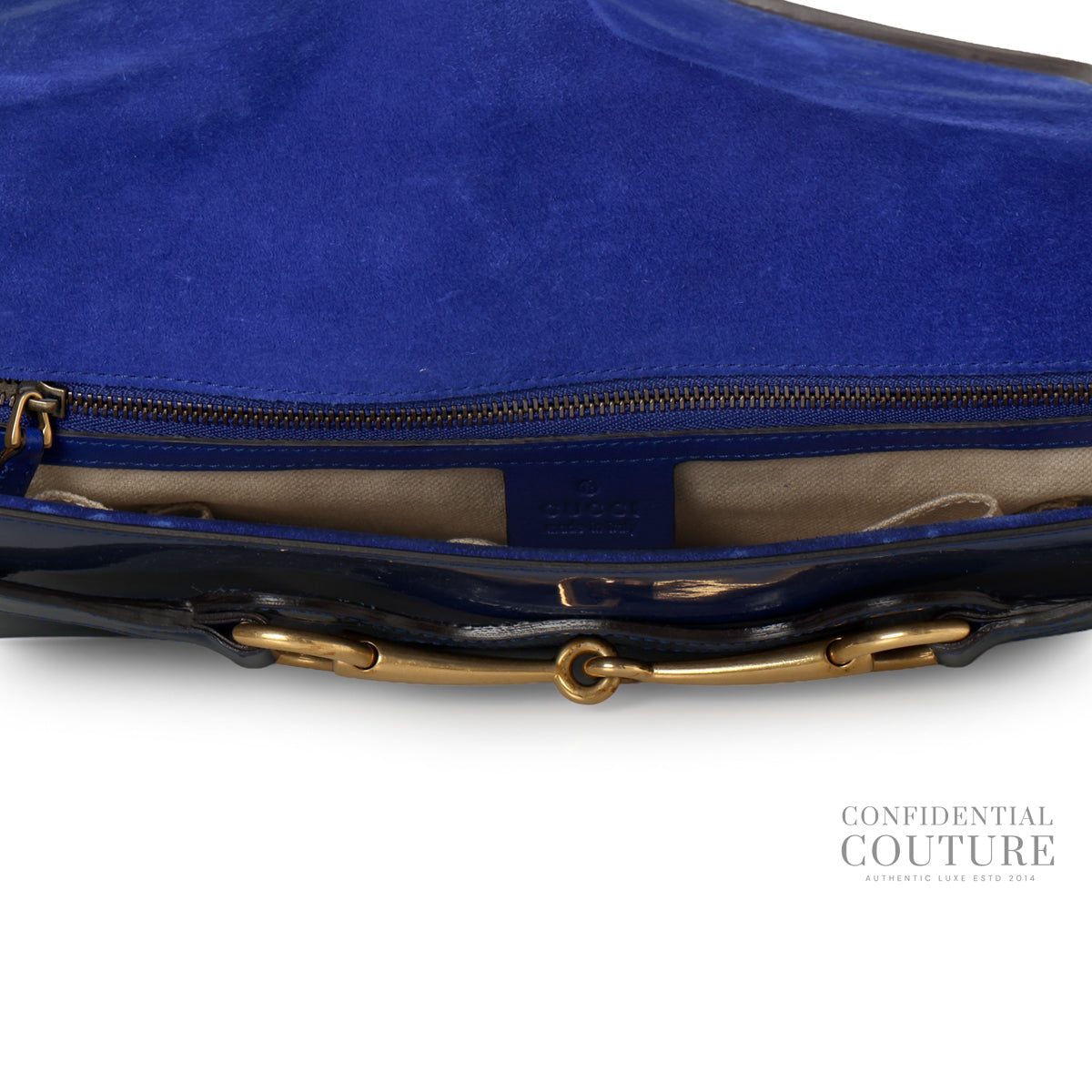 Blue Patent Leather Bright Bit Clutch Bag