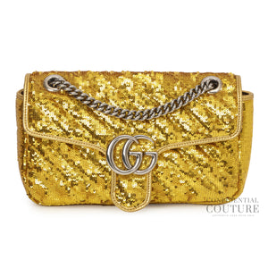 Gold Sequin Marmont Small Shoulder Bag
