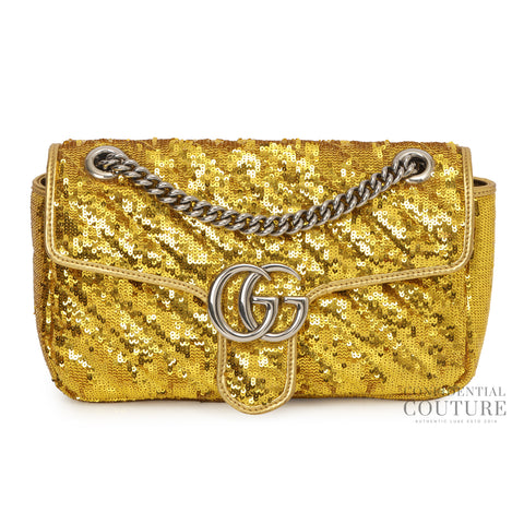 Gold Sequin Marmont Small Shoulder Bag