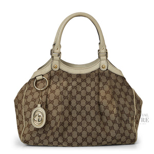 Ivory/Beige GG Canvas Medium Sukey Tote