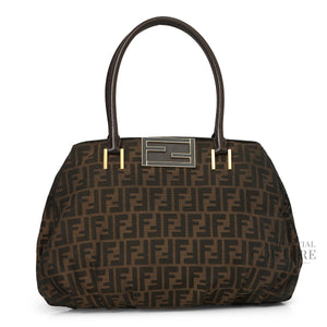 Tobacco Zucca Print Canvas Mia Large Tote Bag