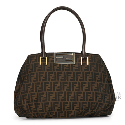 Tobacco Zucca Print Canvas Mia Large Tote Bag