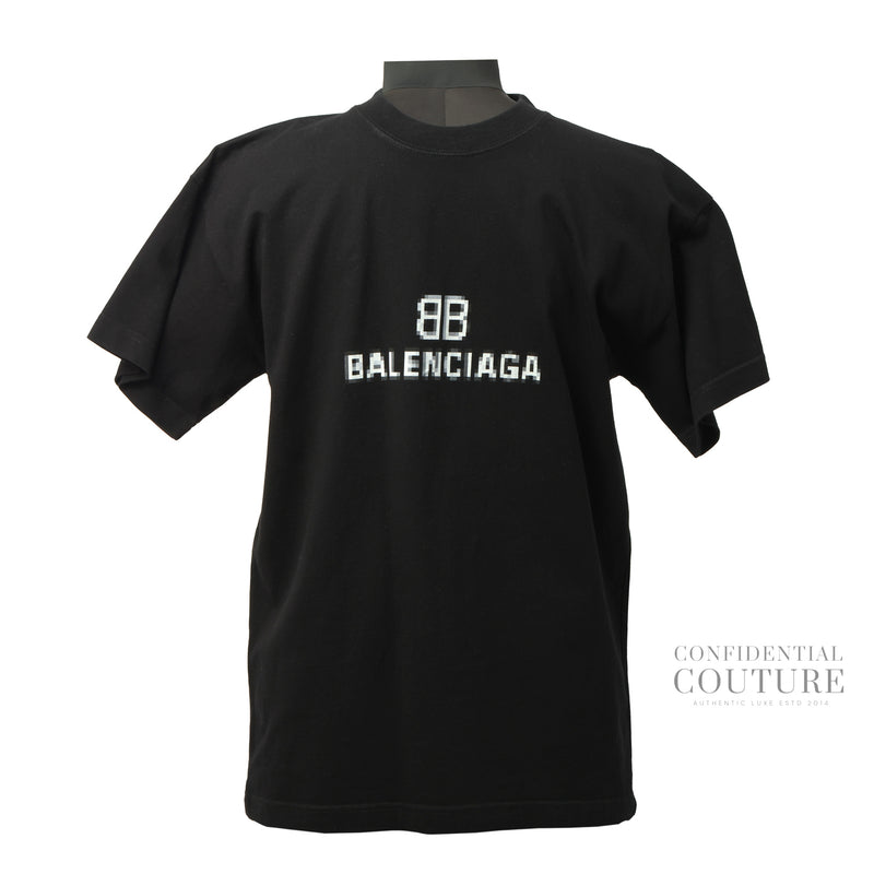 Black Cotton BB Pixel Logo T-Shirt- S