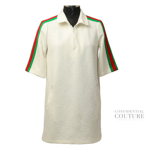 White GG Jacquard Jersey Dress | M