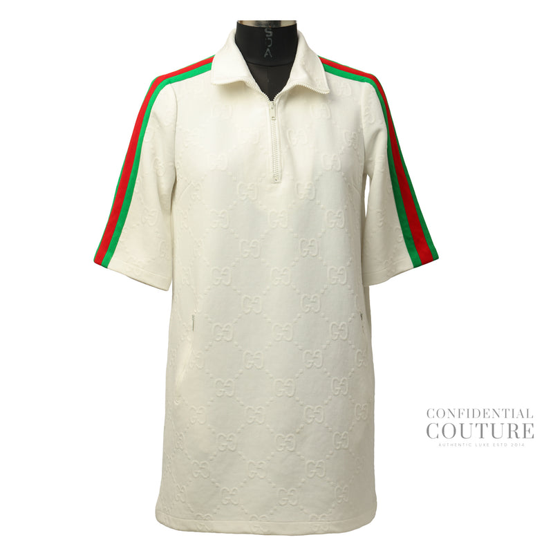 White GG Jacquard Jersey Dress | M