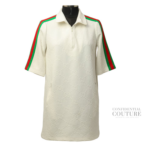 White GG Jacquard Jersey Dress | M