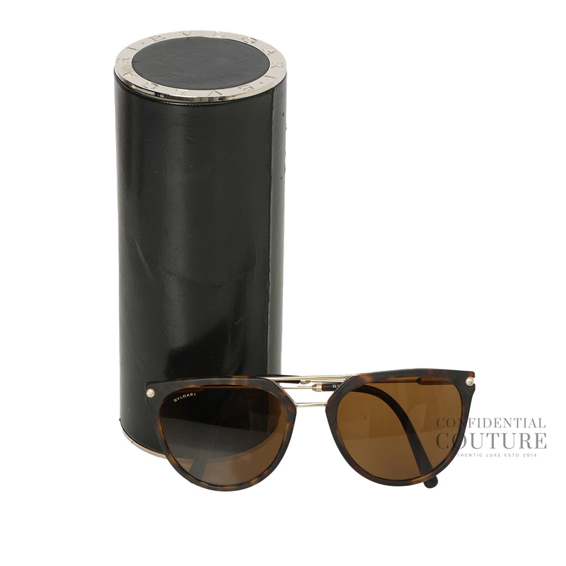 Women Bvlgari Brown Tortoiseshell Pilot Sunglasses