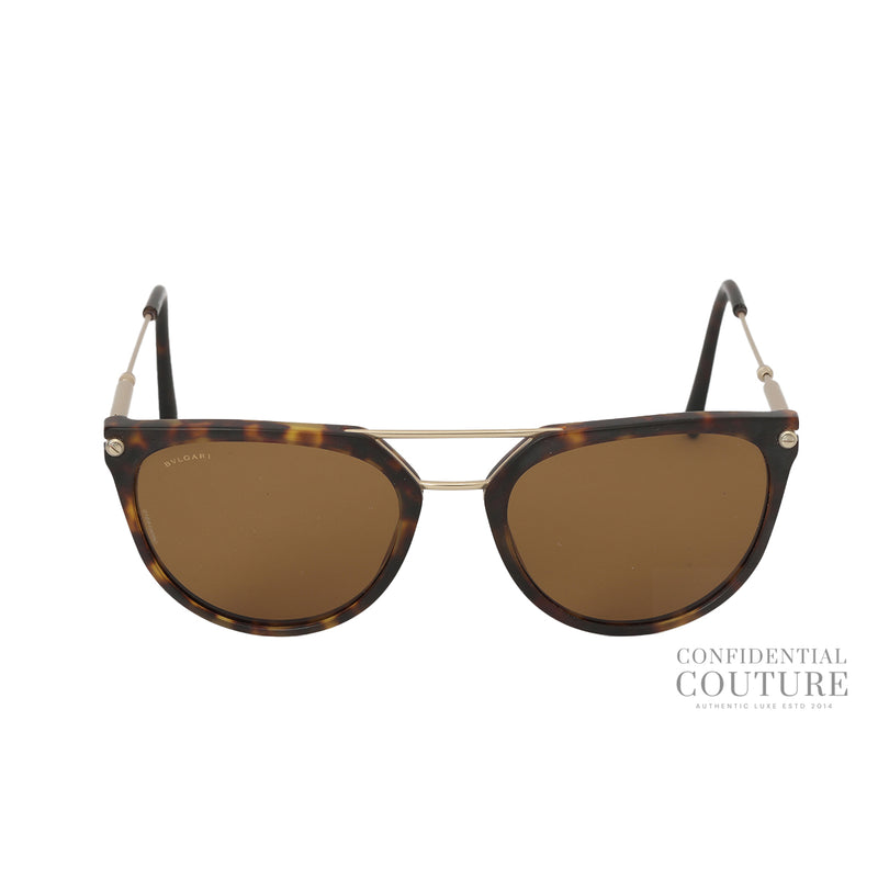 Bvlgari Brown Tortoiseshell Pilot Sunglasses