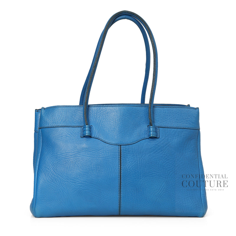 Tods mocassino blue leather tote bag price
