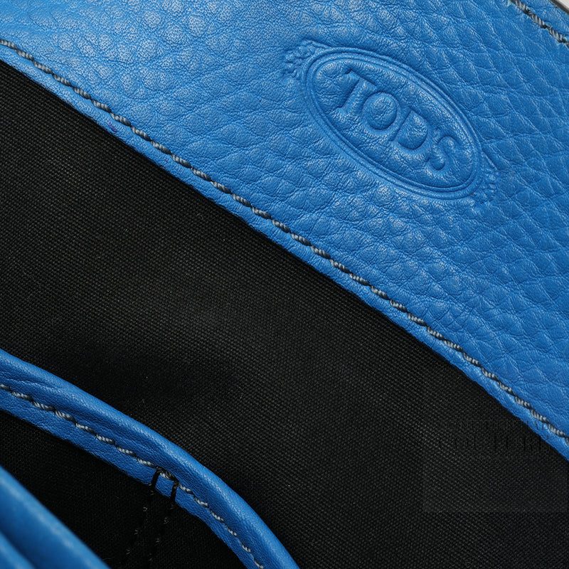 Women tods mocassino blue leather tote bag