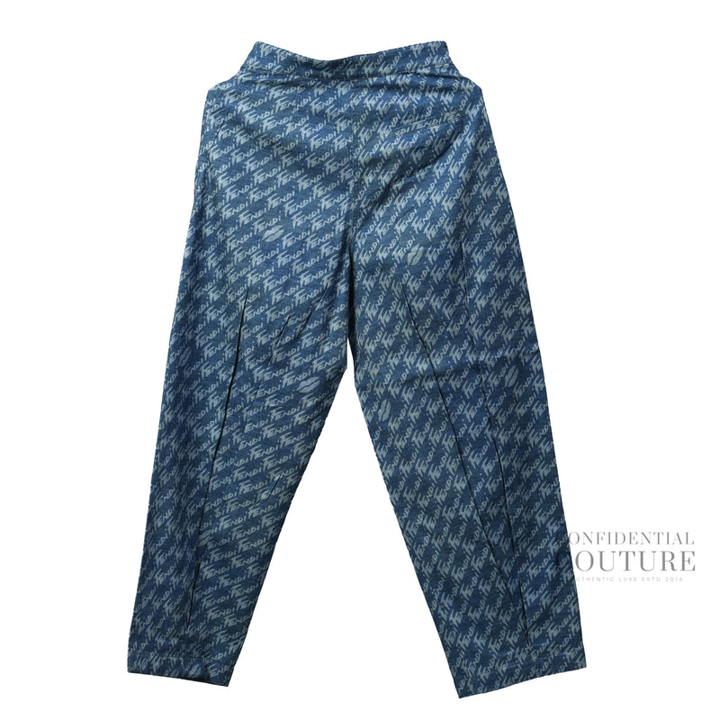 Logo Brush Blue Chambray Trousers | 40